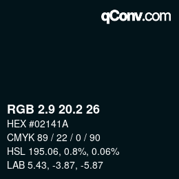 Color code: RGB 2.9 20.2 26 | qconv.com