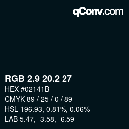 カラーコード: RGB 2.9 20.2 27 | qconv.com