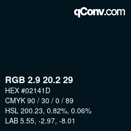 カラーコード: RGB 2.9 20.2 29 | qconv.com