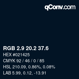 カラーコード: RGB 2.9 20.2 37.6 | qconv.com