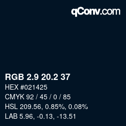 Farbcode: RGB 2.9 20.2 37 | qconv.com