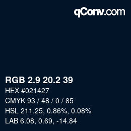 Color code: RGB 2.9 20.2 39 | qconv.com