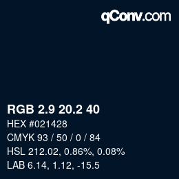 Color code: RGB 2.9 20.2 40 | qconv.com