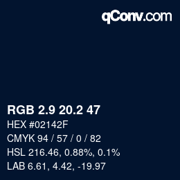 Color code: RGB 2.9 20.2 47 | qconv.com