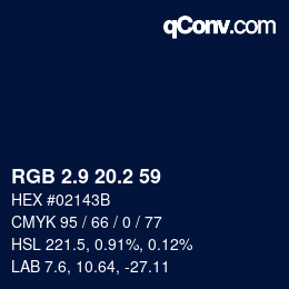 Color code: RGB 2.9 20.2 59 | qconv.com