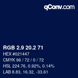 Color code: RGB 2.9 20.2 71 | qconv.com