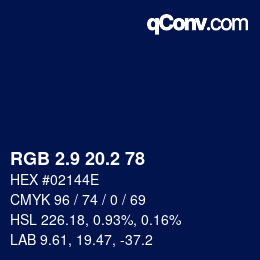 Color code: RGB 2.9 20.2 78 | qconv.com