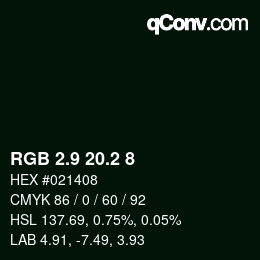 Color code: RGB 2.9 20.2 8 | qconv.com