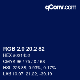 Color code: RGB 2.9 20.2 82 | qconv.com