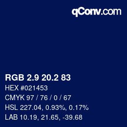 Color code: RGB 2.9 20.2 83 | qconv.com
