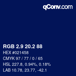Color code: RGB 2.9 20.2 88 | qconv.com