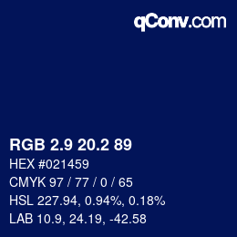 Color code: RGB 2.9 20.2 89 | qconv.com