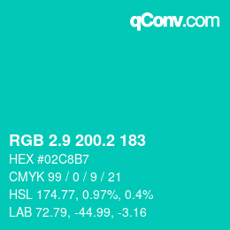 カラーコード: RGB 2.9 200.2 183 | qconv.com