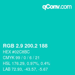 カラーコード: RGB 2.9 200.2 188 | qconv.com