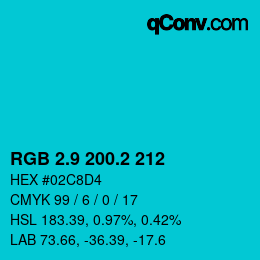カラーコード: RGB 2.9 200.2 212 | qconv.com