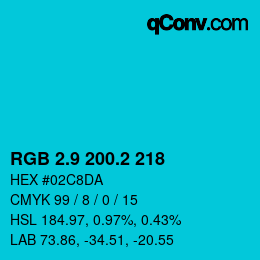 カラーコード: RGB 2.9 200.2 218 | qconv.com