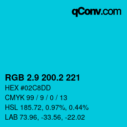 カラーコード: RGB 2.9 200.2 221 | qconv.com