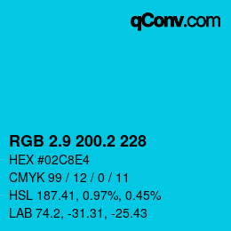 カラーコード: RGB 2.9 200.2 228 | qconv.com