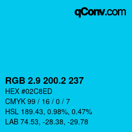 カラーコード: RGB 2.9 200.2 237 | qconv.com