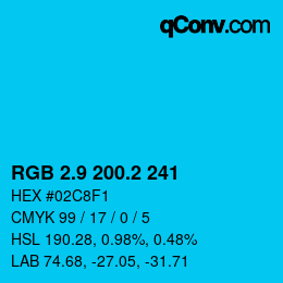 カラーコード: RGB 2.9 200.2 241 | qconv.com