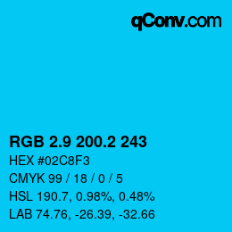 カラーコード: RGB 2.9 200.2 243 | qconv.com