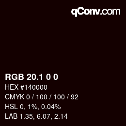 Color code: RGB 20.1 0 0 | qconv.com