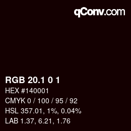 カラーコード: RGB 20.1 0 1 | qconv.com