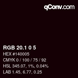 カラーコード: RGB 20.1 0 5 | qconv.com
