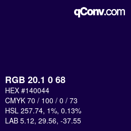 カラーコード: RGB 20.1 0 68 | qconv.com