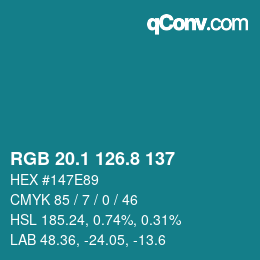 Color code: RGB 20.1 126.8 137 | qconv.com