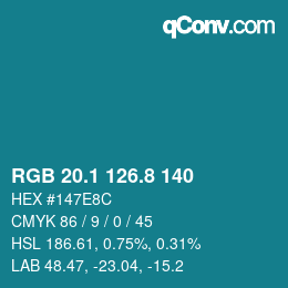 Color code: RGB 20.1 126.8 140 | qconv.com