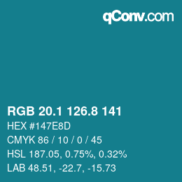 Color code: RGB 20.1 126.8 141 | qconv.com