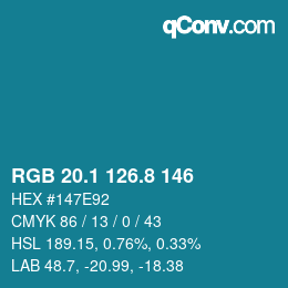 Code couleur: RGB 20.1 126.8 146 | qconv.com