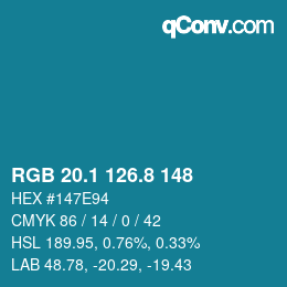 カラーコード: RGB 20.1 126.8 148 | qconv.com