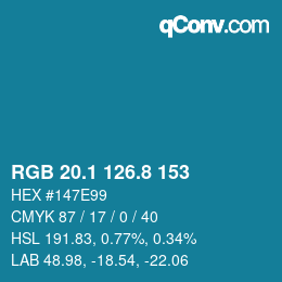 カラーコード: RGB 20.1 126.8 153 | qconv.com