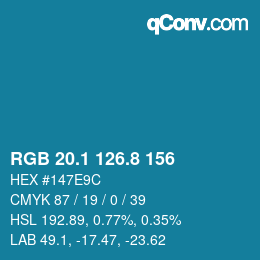 Color code: RGB 20.1 126.8 156 | qconv.com