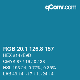 カラーコード: RGB 20.1 126.8 157 | qconv.com