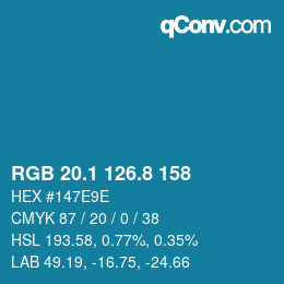 カラーコード: RGB 20.1 126.8 158 | qconv.com