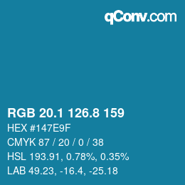 Color code: RGB 20.1 126.8 159 | qconv.com