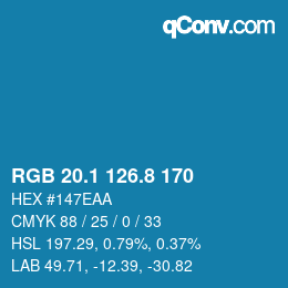 Color code: RGB 20.1 126.8 170 | qconv.com