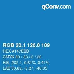 カラーコード: RGB 20.1 126.8 189 | qconv.com