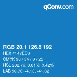 Color code: RGB 20.1 126.8 192 | qconv.com
