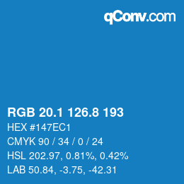 Color code: RGB 20.1 126.8 193 | qconv.com