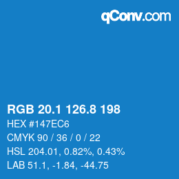 Color code: RGB 20.1 126.8 198 | qconv.com