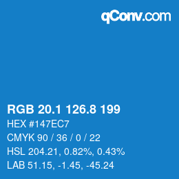 カラーコード: RGB 20.1 126.8 199 | qconv.com