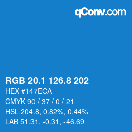 Color code: RGB 20.1 126.8 202 | qconv.com