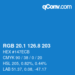 Color code: RGB 20.1 126.8 203 | qconv.com