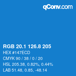カラーコード: RGB 20.1 126.8 205 | qconv.com