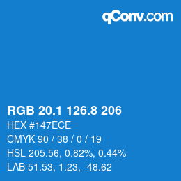 カラーコード: RGB 20.1 126.8 206 | qconv.com