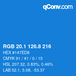 Color code: RGB 20.1 126.8 216 | qconv.com